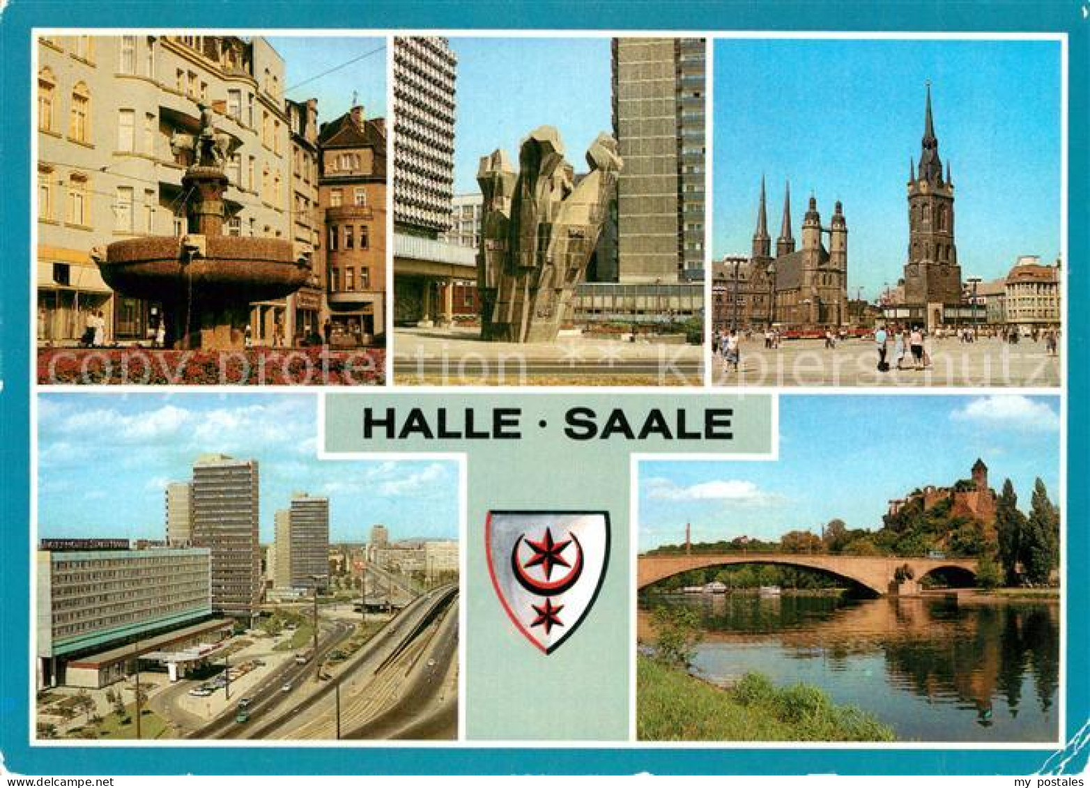 72950804 Halle Saale Eselsbrunnen Thaelmann Plat Markt Marktkirche Roter Turm Bu - Halle (Saale)