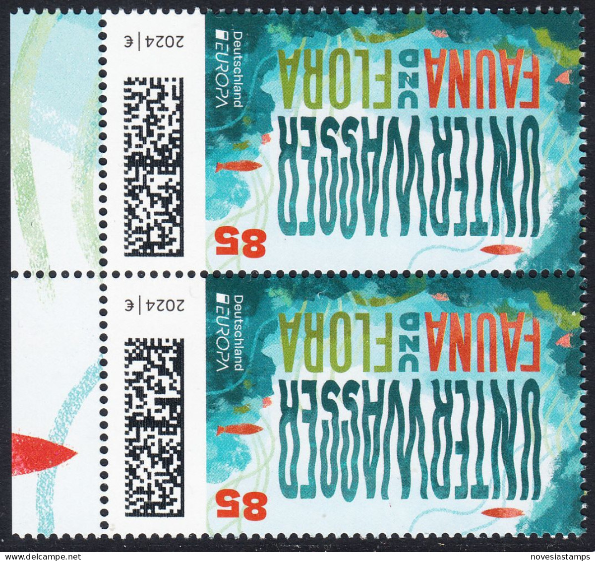 !a! GERMANY 2024 Mi. 3828 MNH Vert.PAIR W/ Left Margins (b) - Europe: Underwater Fauna & Flora - Neufs