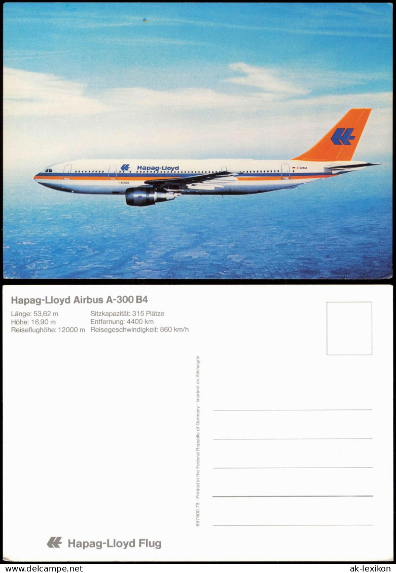 Ansichtskarte  Flugzeug Airplane Avion Hapag-Lloyd Airbus A-300 B4 1979 - 1946-....: Era Moderna