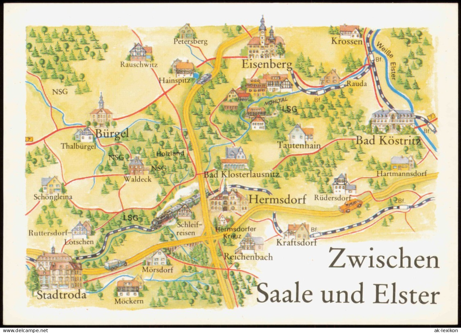 Reichartsdorf-Bad Köstritz Landkarten Ak: Zwischen Saale Elster Stadtroda 1988 - Eisenberg