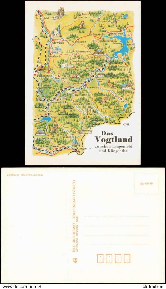 Ansichtskarte Morgenröthe-Rautenkranz Landkarten Ak: Vogtland IV 1988 - Klingenthal