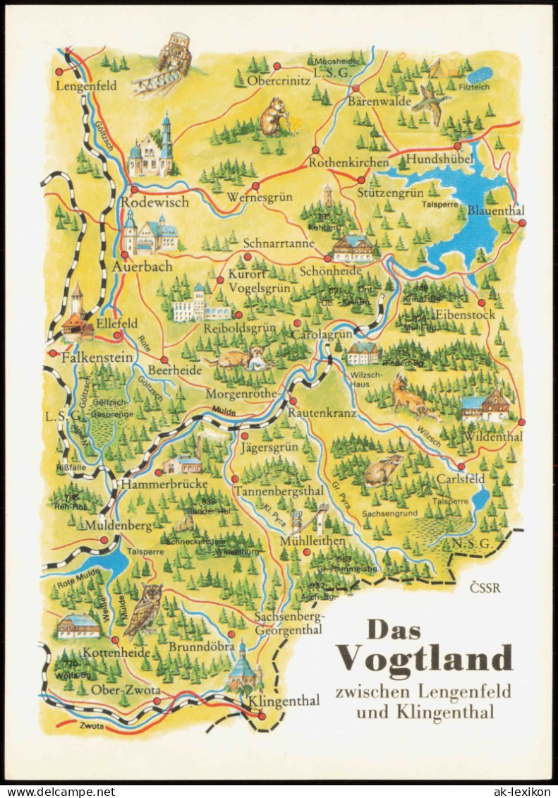 Ansichtskarte Morgenröthe-Rautenkranz Landkarten Ak: Vogtland IV 1988 - Klingenthal