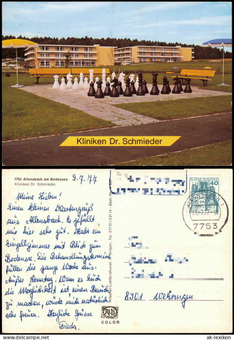 Ansichtskarte Allensbach Kliniken Dr. Schmieder, Riesenschach 1977 - Otros & Sin Clasificación