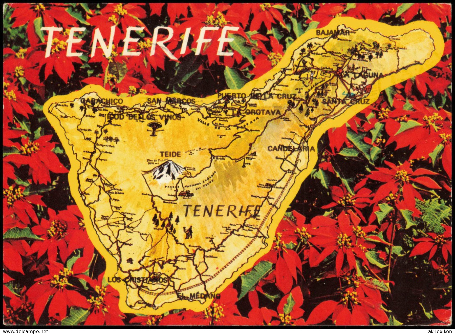Postales .Teneriffa Canary Island TENERIFE Landkarte Map 1974 - Autres & Non Classés