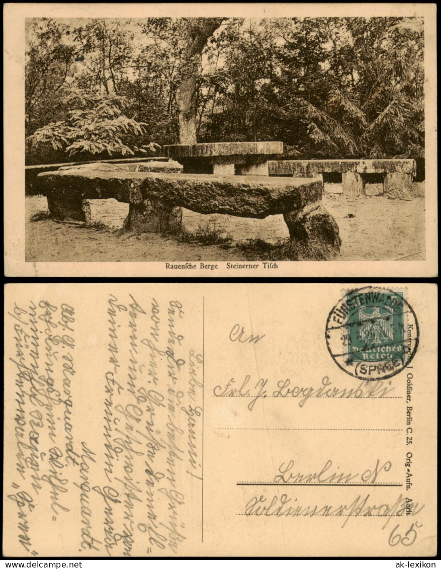 Ansichtskarte Rauen-Spreenhagen Rauensche Berge Steinerner Tisch 1926 - Altri & Non Classificati