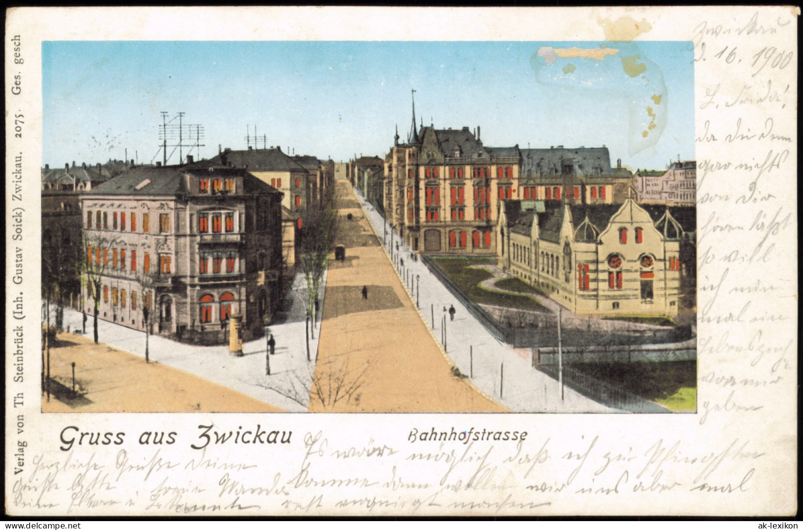 Ansichtskarte Zwickau Bahnhofstraße 1900 Goldrand - Zwickau