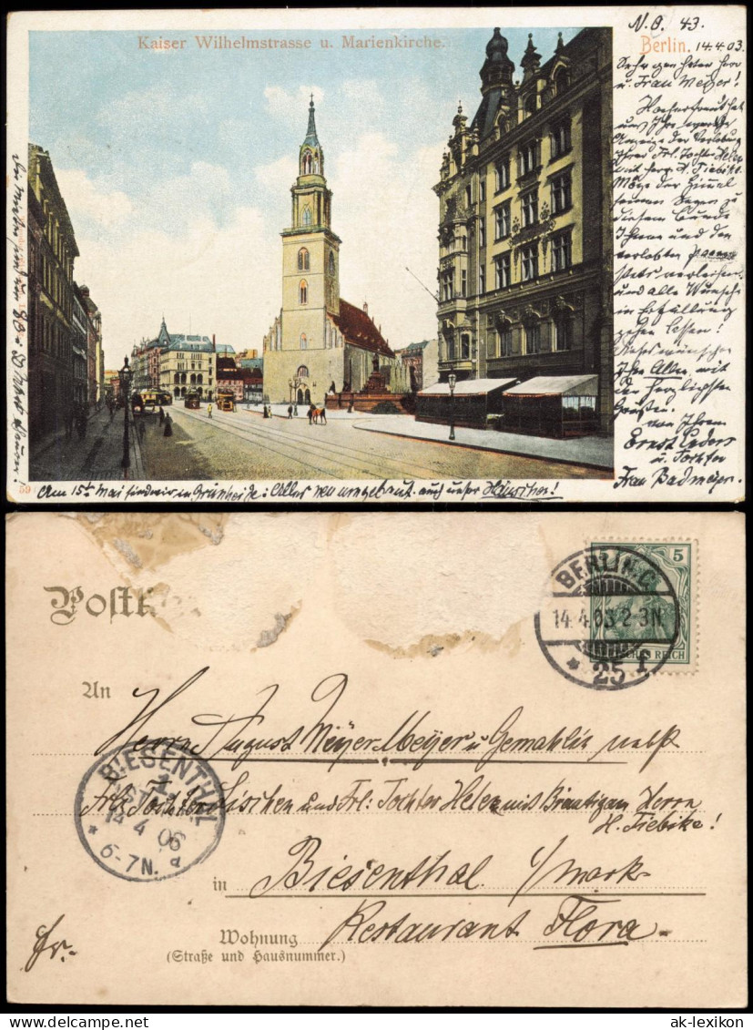 Ansichtskarte Friedrichsfelde-Berlin Wilhelmstrasse, Marienkirche 1906 - Altri & Non Classificati