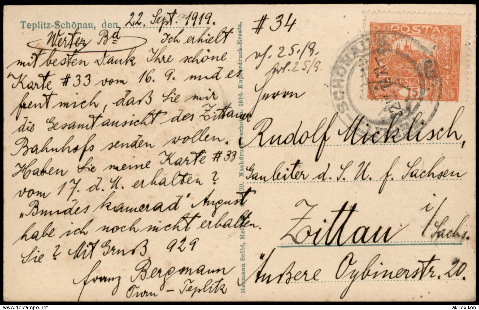 Postcard Teplitz-Schönau Teplice Neubad, Straße 1916 - Czech Republic