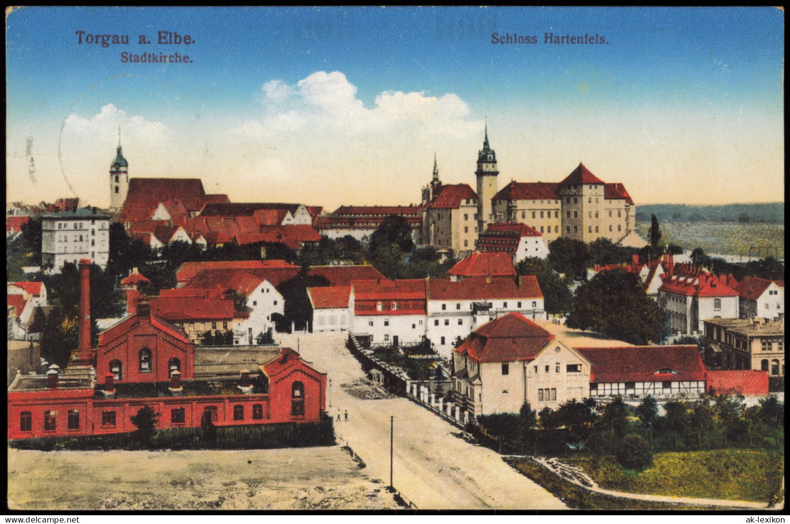 Ansichtskarte Torgau Fabrik, Stadtpartie 1915  Gel. Feldpost - Torgau