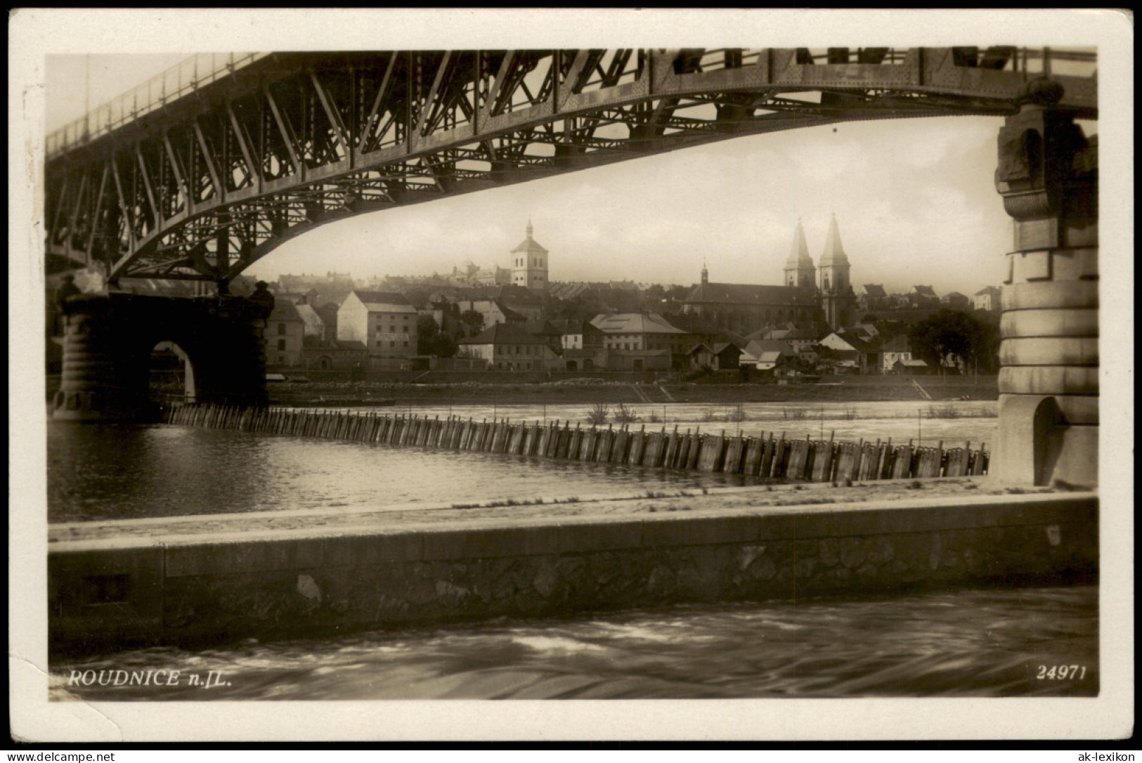 Raudnitz An Der Elbe Roudnice Nad Labem Brücke, Wehr Und Stadt 1936 - República Checa