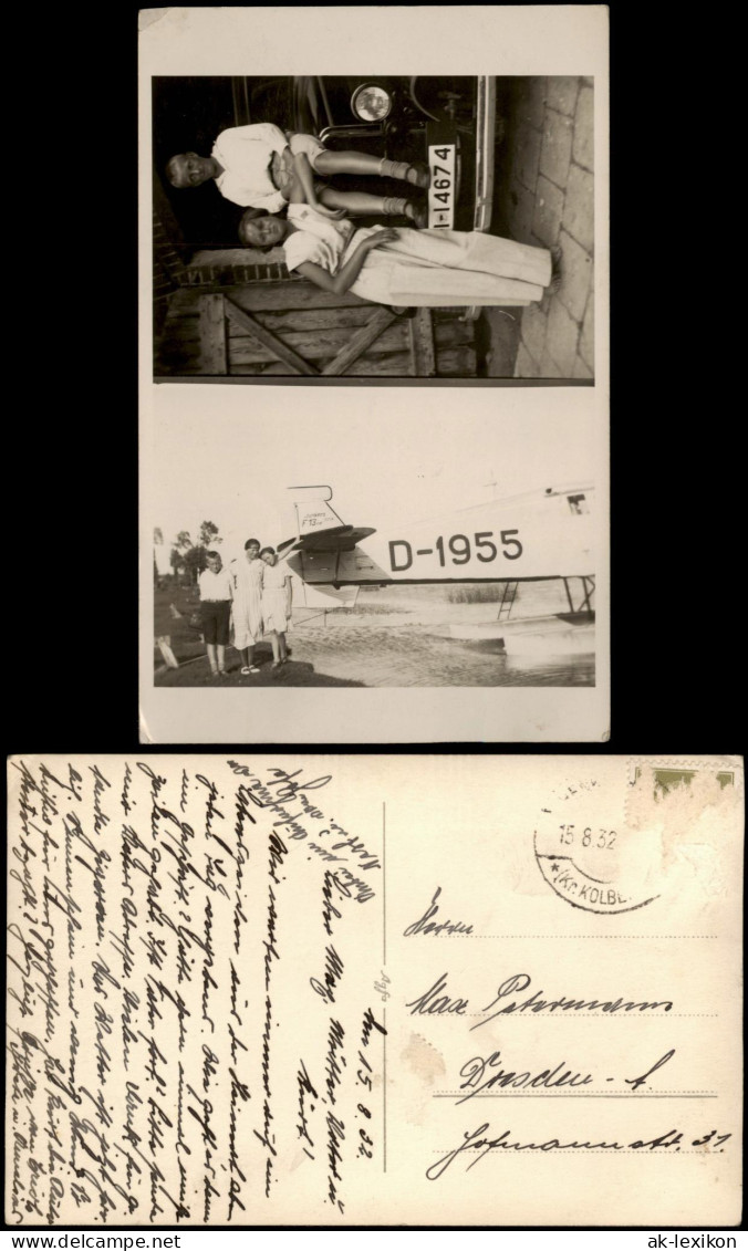 Flugzeug Airplane Avion Junkers Ne 1932 Privatfoto Gel. Stempel Kolberg Pommern - 1919-1938: Interbellum