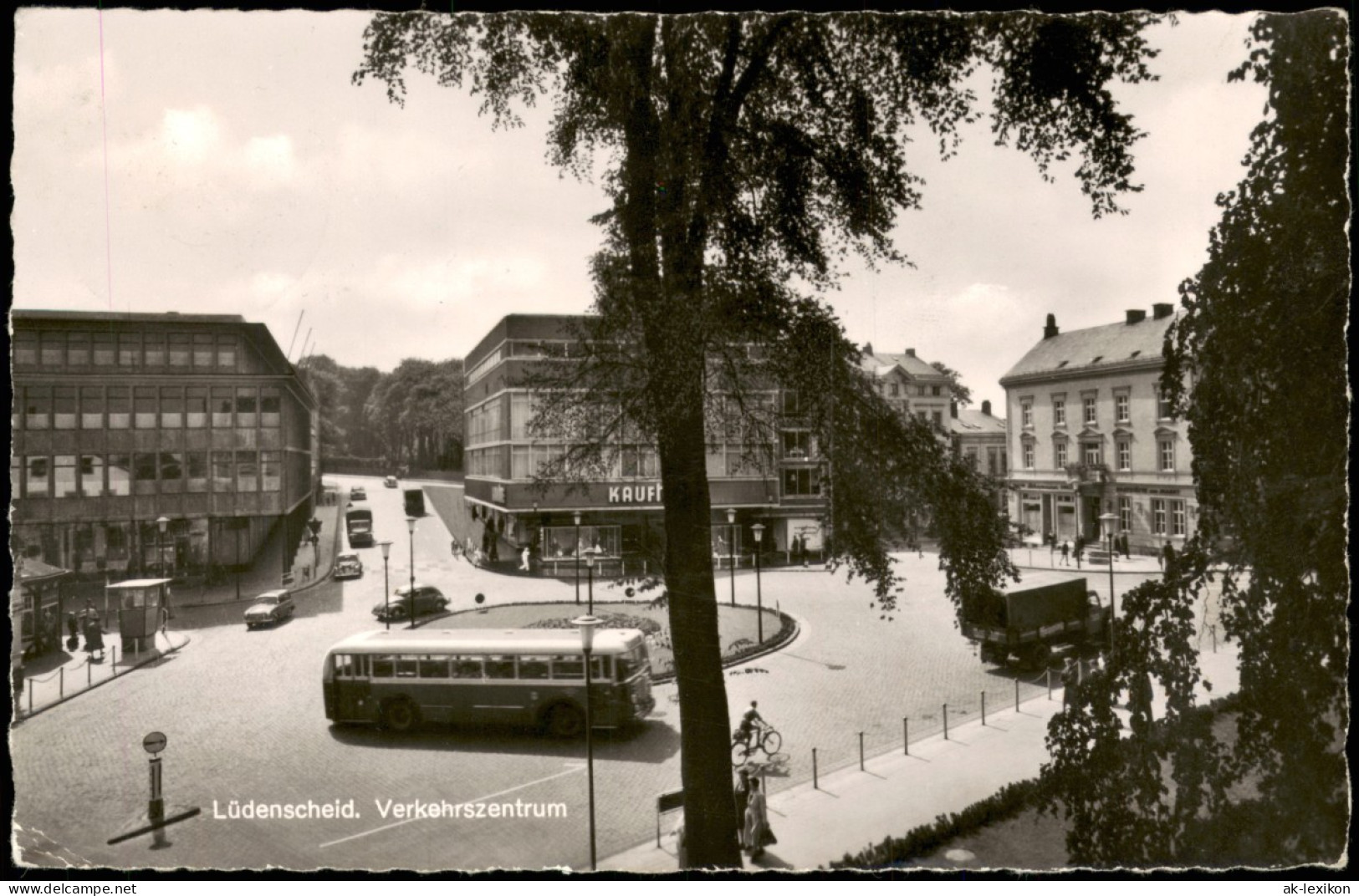 Ansichtskarte Lüdenscheid Straßen Partie, Verkehrszentrum, Bus Kreisel 1957 - Luedenscheid