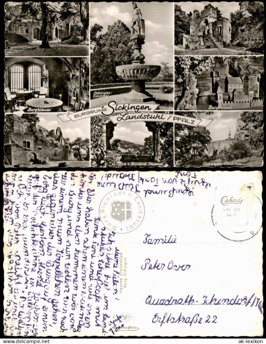 Landstuhl Burgruine Sickingen (bei Landstuhl) Pfalz Mehrbildkarte 1956 - Landstuhl