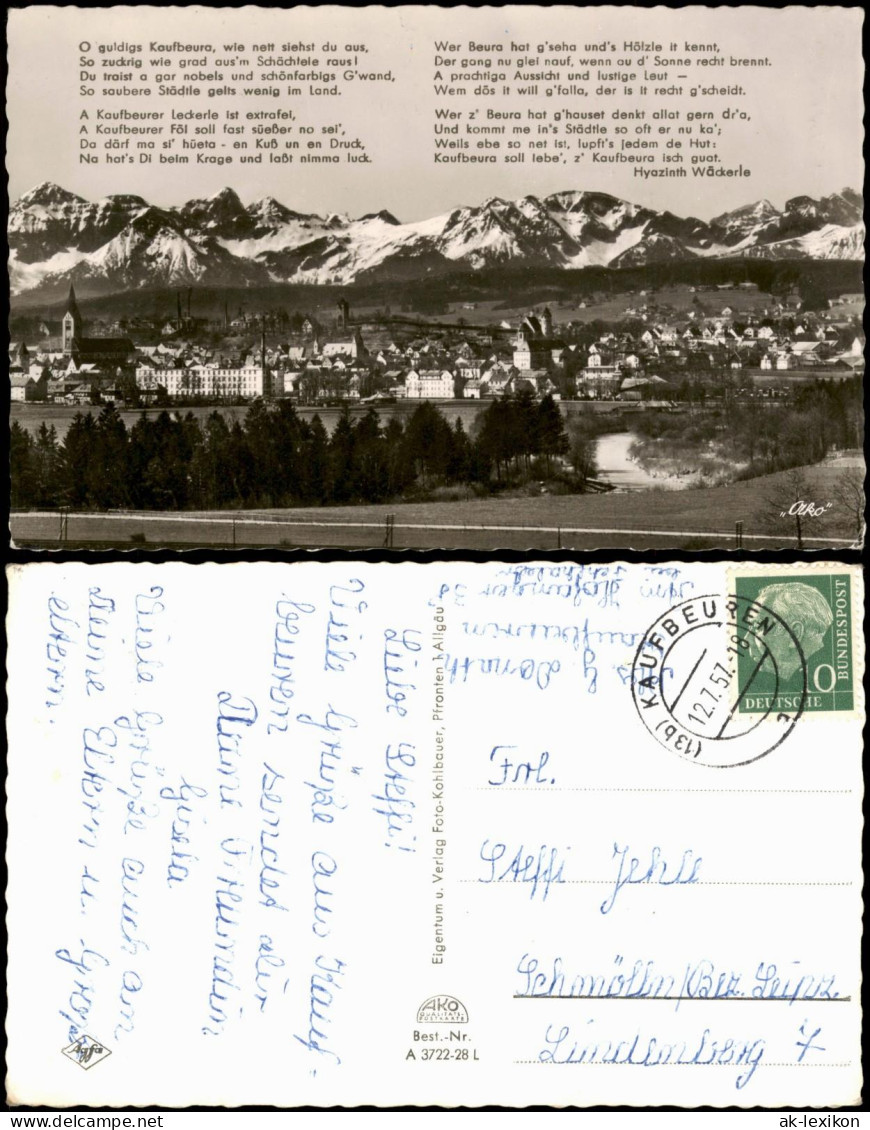 Ansichtskarte Kaufbeuren Panorama-Ansicht Mit Text Hyazinth Wäckerle 1957 - Kaufbeuren