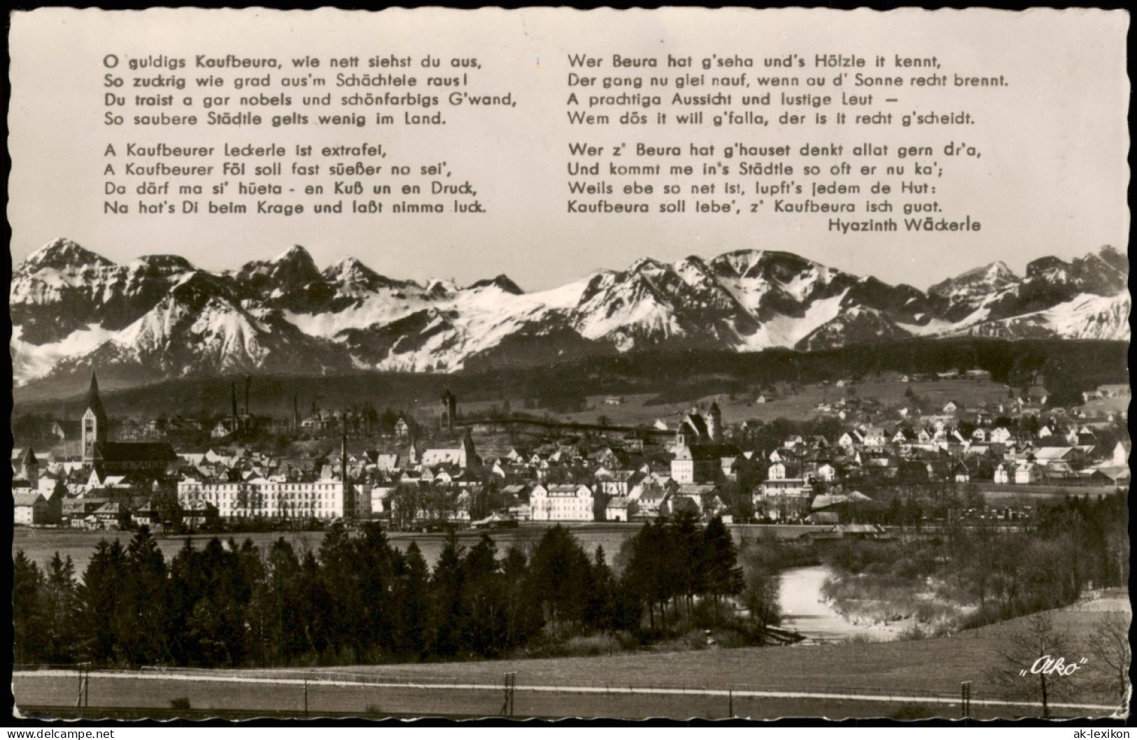 Ansichtskarte Kaufbeuren Panorama-Ansicht Mit Text Hyazinth Wäckerle 1957 - Kaufbeuren