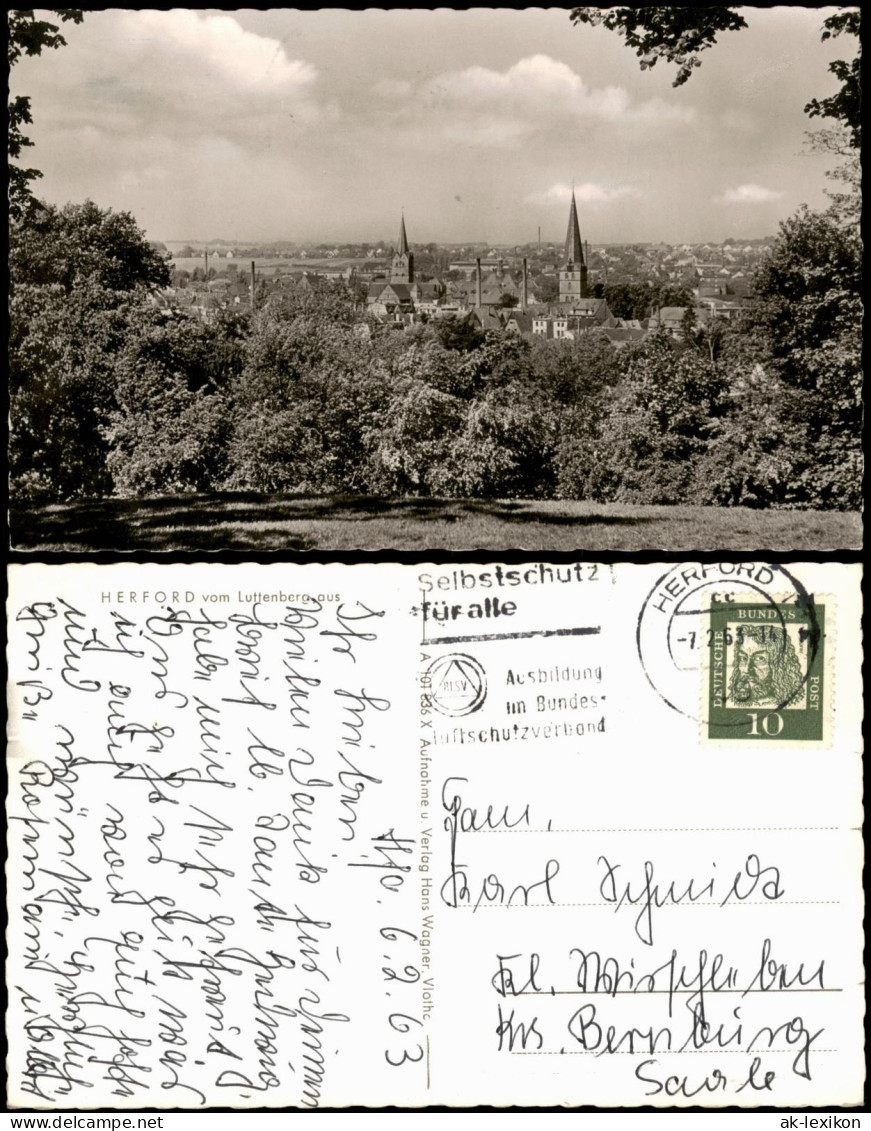 Ansichtskarte Herford Panorama-Ansicht Vom Luttenberg Aus 1963 - Herford