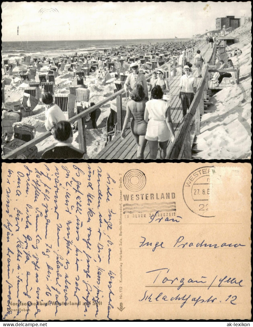 Ansichtskarte Westerland-Sylt Strand Belebt, Strandleben 1960 - Sonstige & Ohne Zuordnung