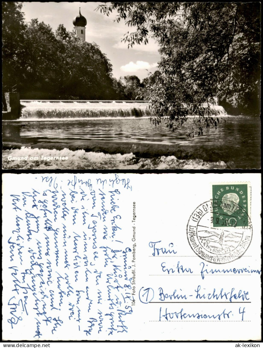 Ansichtskarte Gmund Am Tegernsee Panorama-Teilansicht Fluss-Wehr 1959 - Andere & Zonder Classificatie