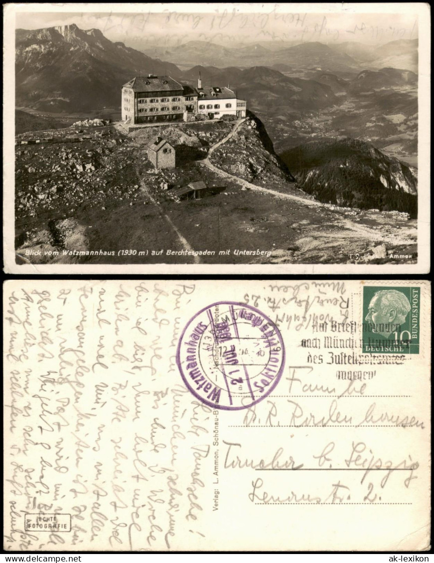 Ansichtskarte Berchtesgaden Watzmannhaus Untersberg Berg-Panorama 1956 - Berchtesgaden