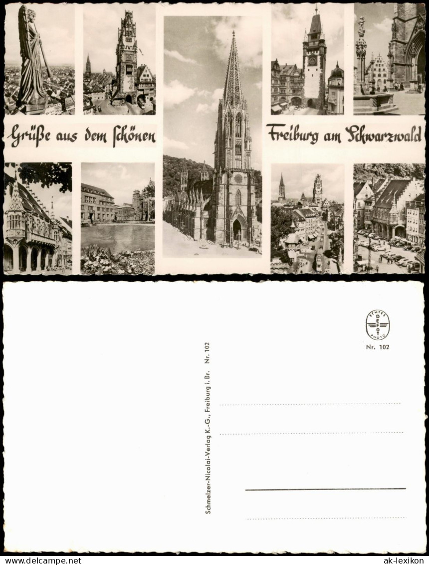 Ansichtskarte Freiburg Im Breisgau Mehrbildkarte Mit 9 Ortsansichten 1960 - Freiburg I. Br.