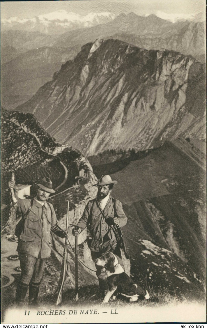 .Schweiz ROCHERS DE NAYE, Einheimische Mit Hund In Den Bergen 1910 - Autres & Non Classés