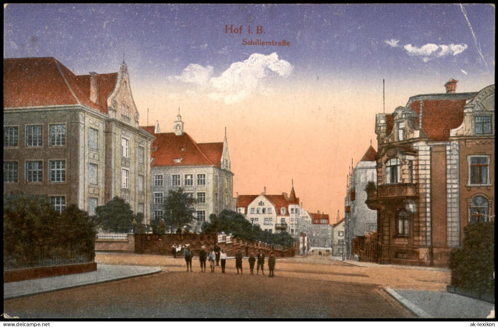 Ansichtskarte Hof (Saale) Schillerstraße 1918   Im 1. Weltkrieg Feldpost - Hof