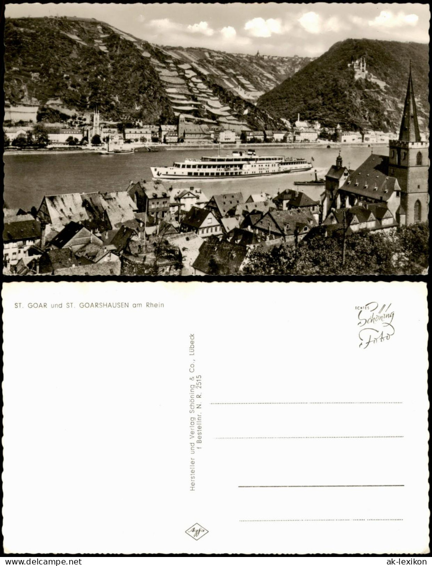 Sankt Goar Schiff Passiert ST. GOAR Und ST. GOARSHAUSEN Am Rhein 1960 - St. Goar