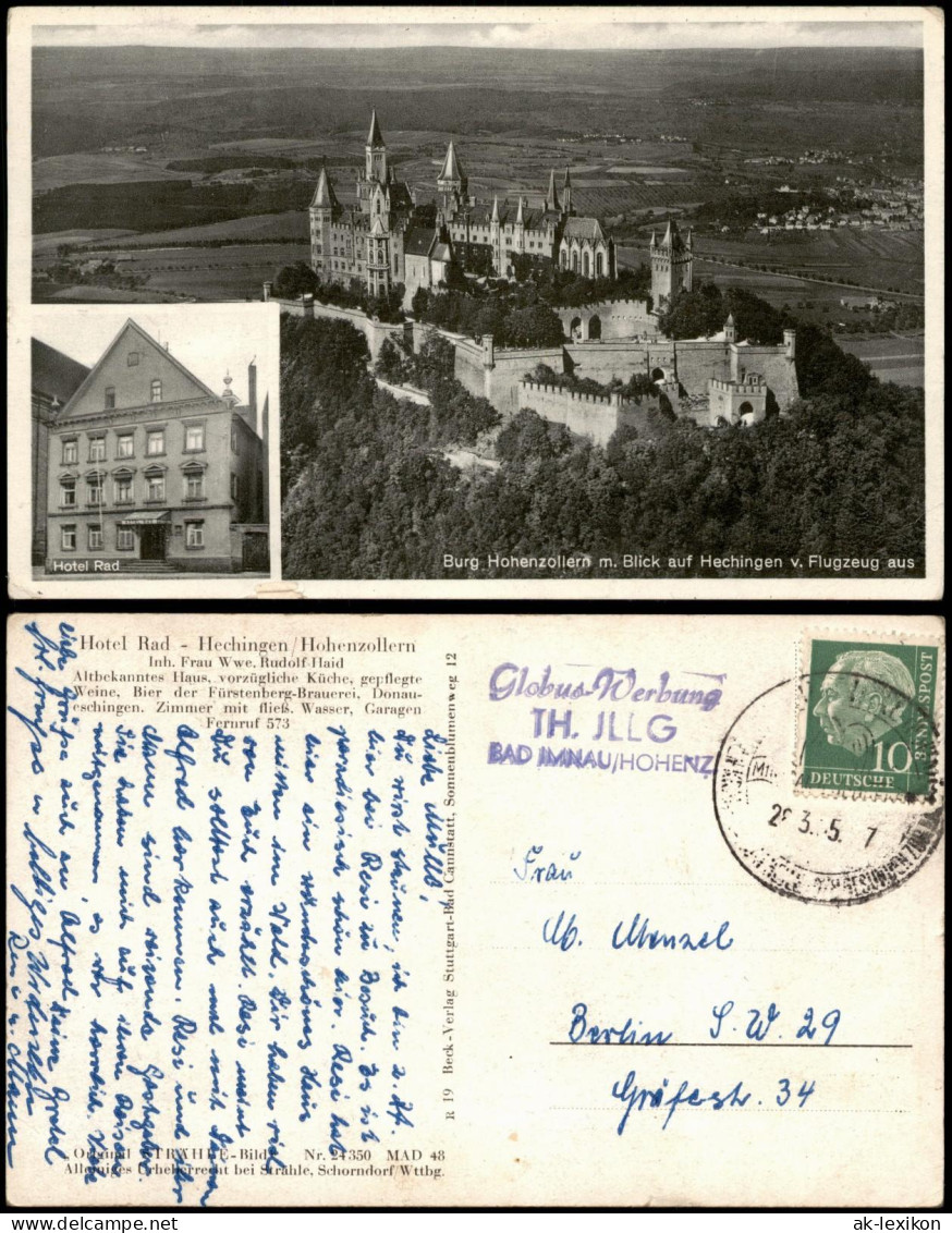 Hechingen Burg Hohenzollern Blick Auf Hechingen V. Flugzeug Aus 1950 - Hechingen