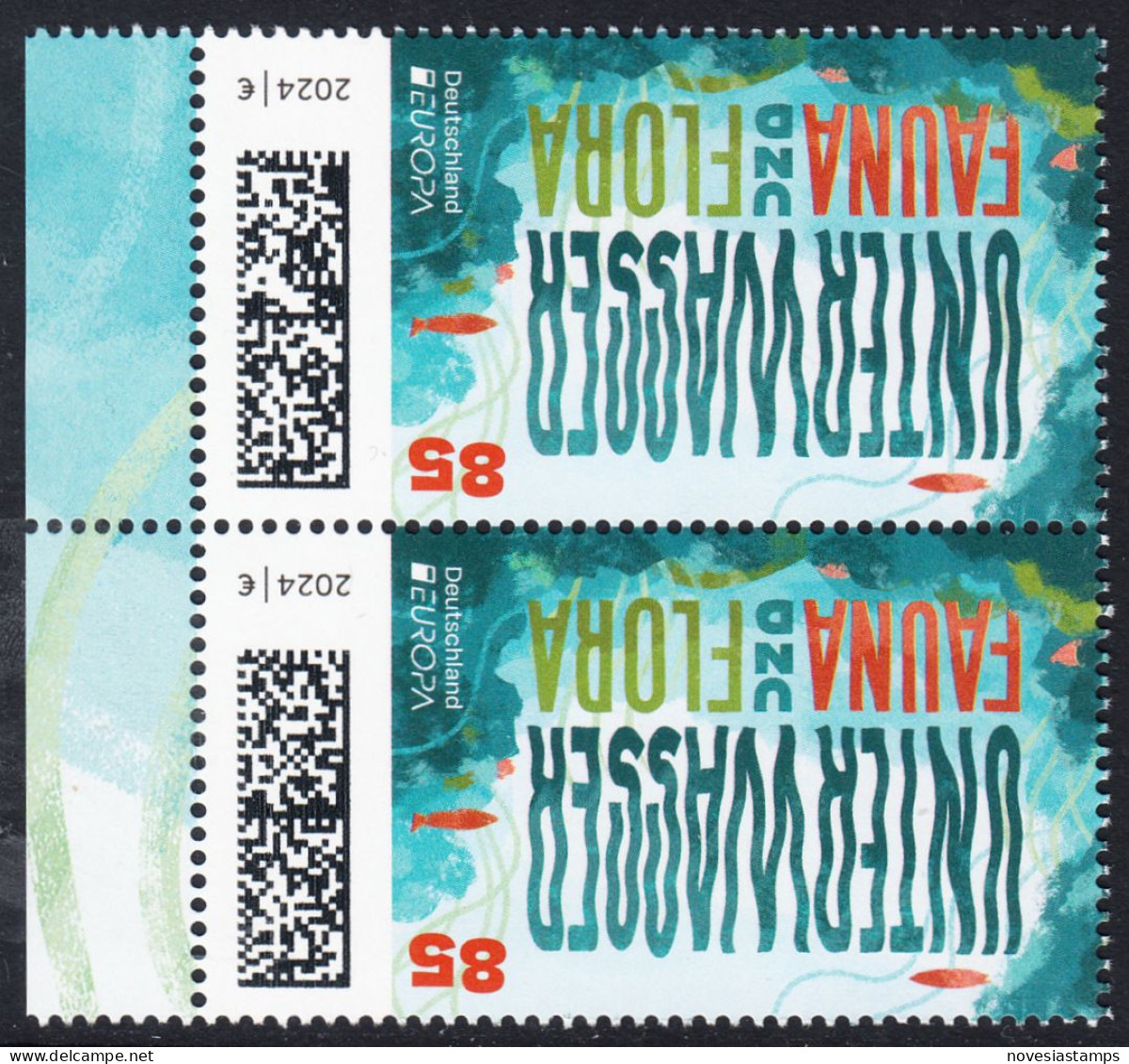 !a! GERMANY 2024 Mi. 3828 MNH Vert.PAIR W/ Left Margins (a) - Europe: Underwater Fauna & Flora - Nuevos