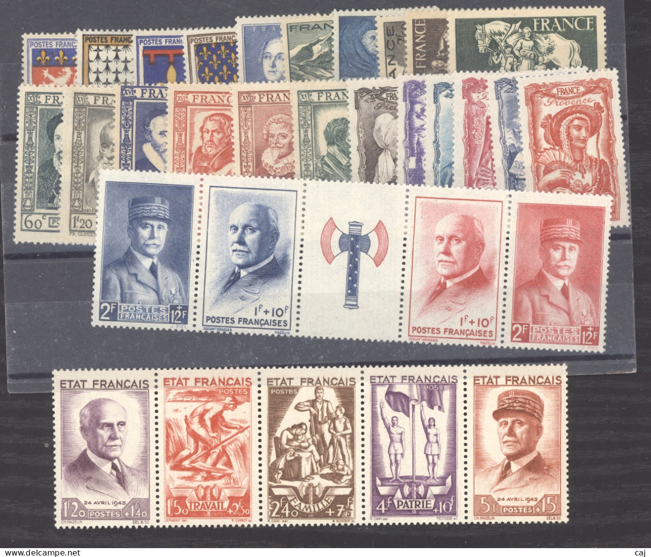 France  -  Années Complètes  -  1943  :  Yv  568-98  **  Avec Les Bandes - 1940-1949