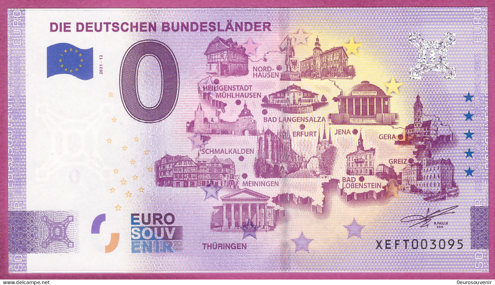 0-Euro XEFT 2021-12 DIE DEUTSCHEN BUNDESLÄNDER - THÜRINGEN - Private Proofs / Unofficial