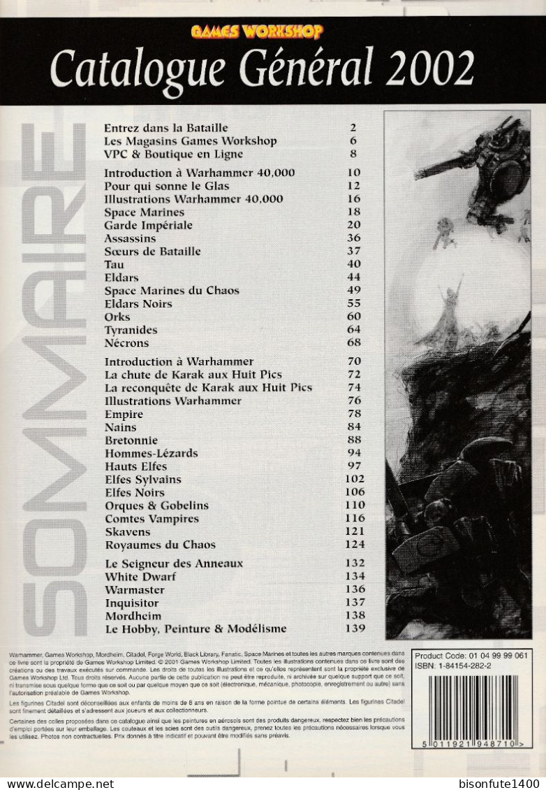 WARHAMMER : Catalogue Général De 2002 Pour Toutes Les Armées Du Jeu Warhammer ( Voir Photos ) - Altri & Non Classificati