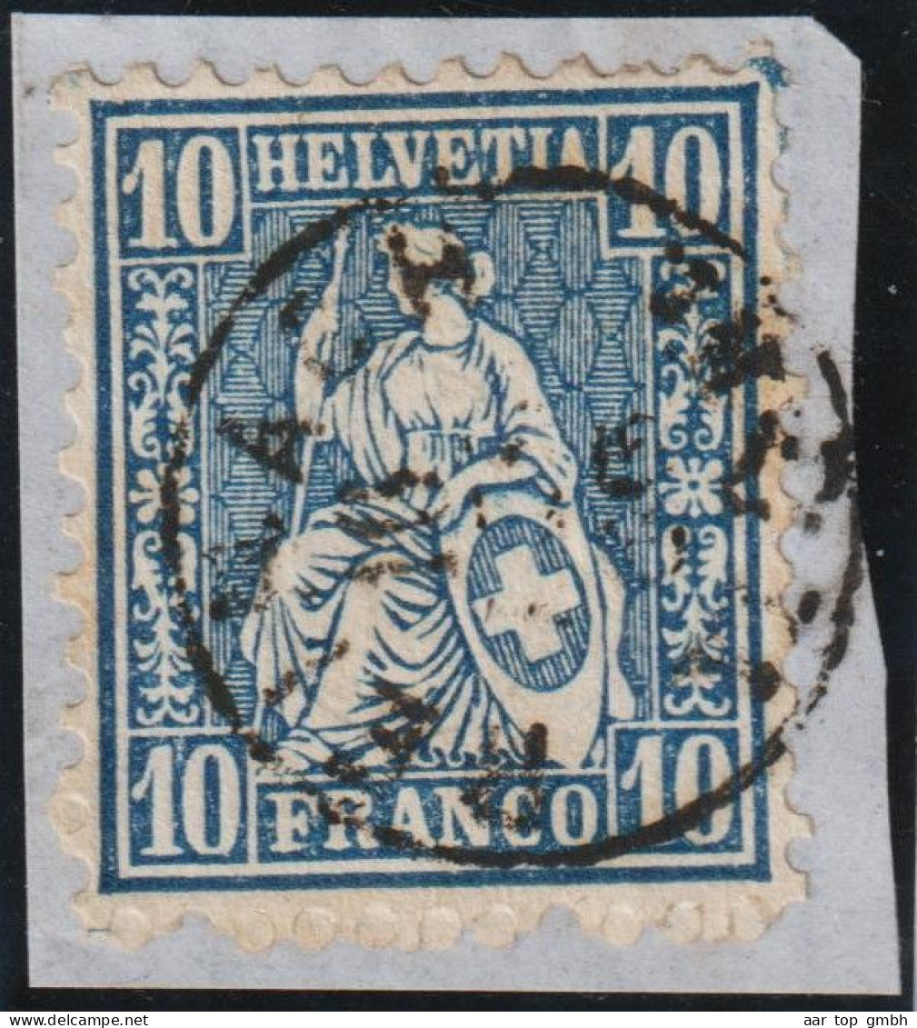 Heimat AG Reinach Fingerhut-stempel Auf 10Rp. Blau Sitzende Helvetia Briefstück - Oblitérés