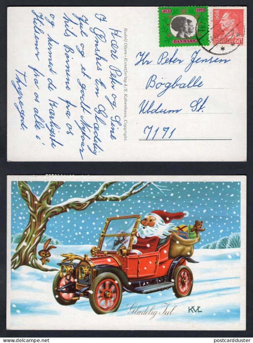 DENMARK 1972 Christmas Royals Cinderella On Santa Claus Postcard (p2132) - Briefe U. Dokumente