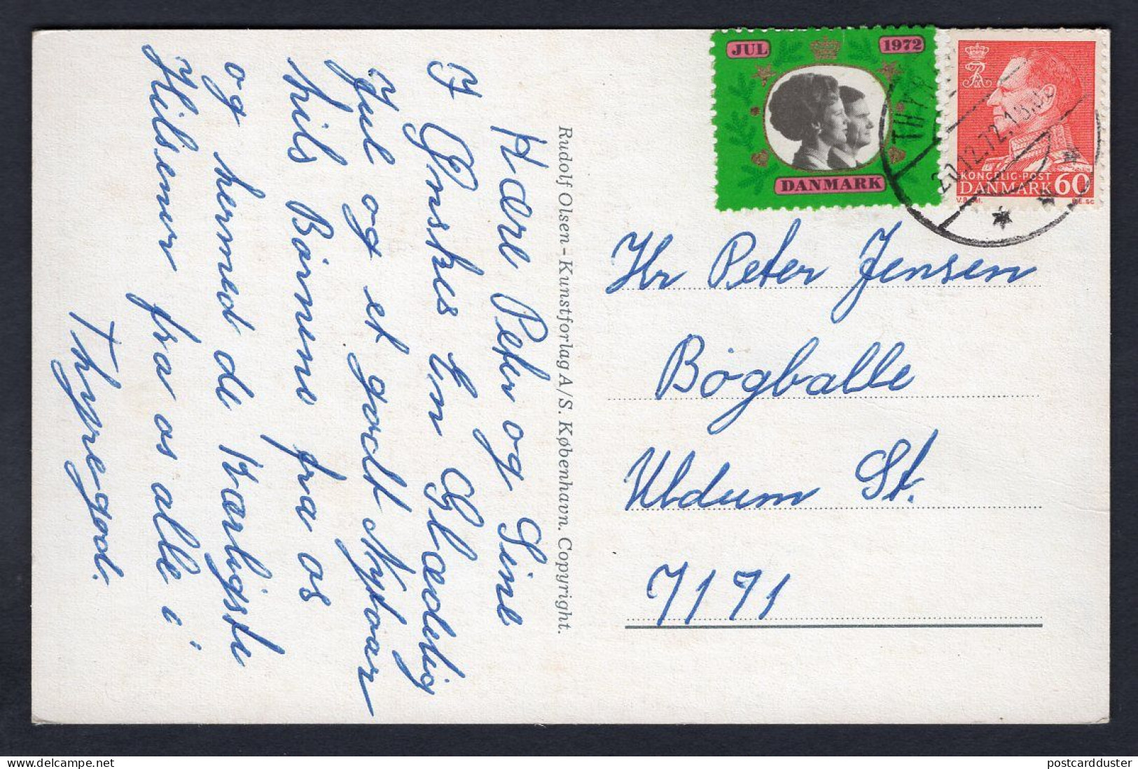 DENMARK 1972 Christmas Royals Cinderella On Santa Claus Postcard (p2132) - Lettres & Documents