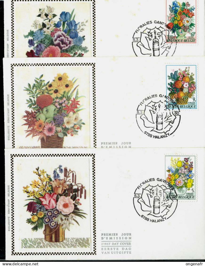 FDC Soie   Des N° 1966/68 Floralies Gantoises - Obl. HALANZY 08/03/1980 - 1971-1980