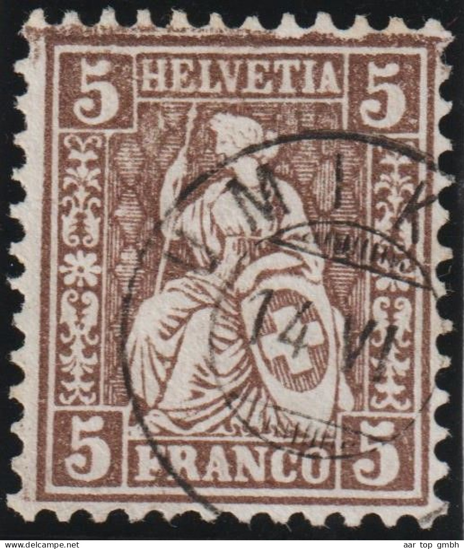 Heimat AG Umikon 14.VI..Zwergstempel Auf 5Rp. Braun Sitzende Helvetia - Used Stamps