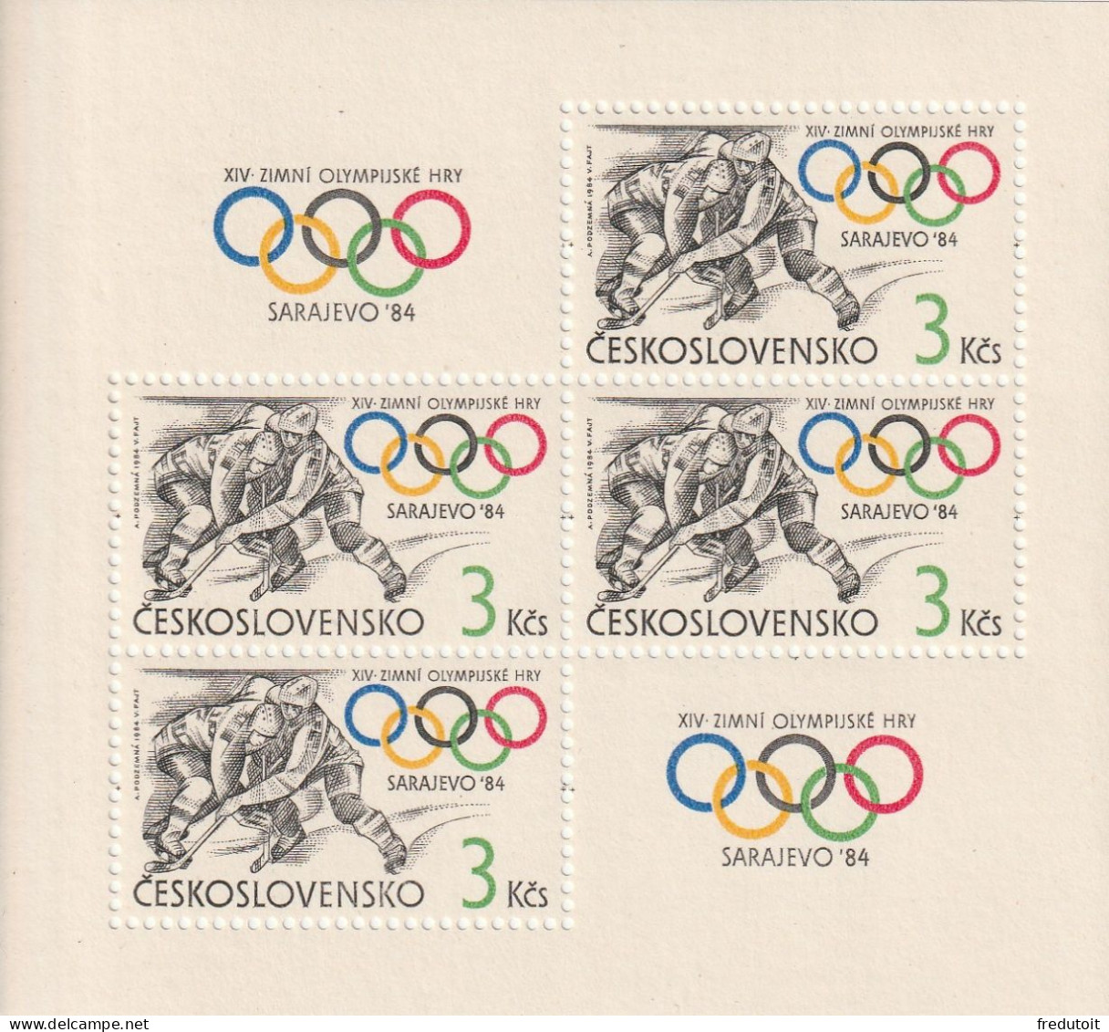 TCHECOSLOVAQUIE - BLOC N°62 ** (1984) Jeux Olympiques D'hiver à Sarajevo. - Blocchi & Foglietti