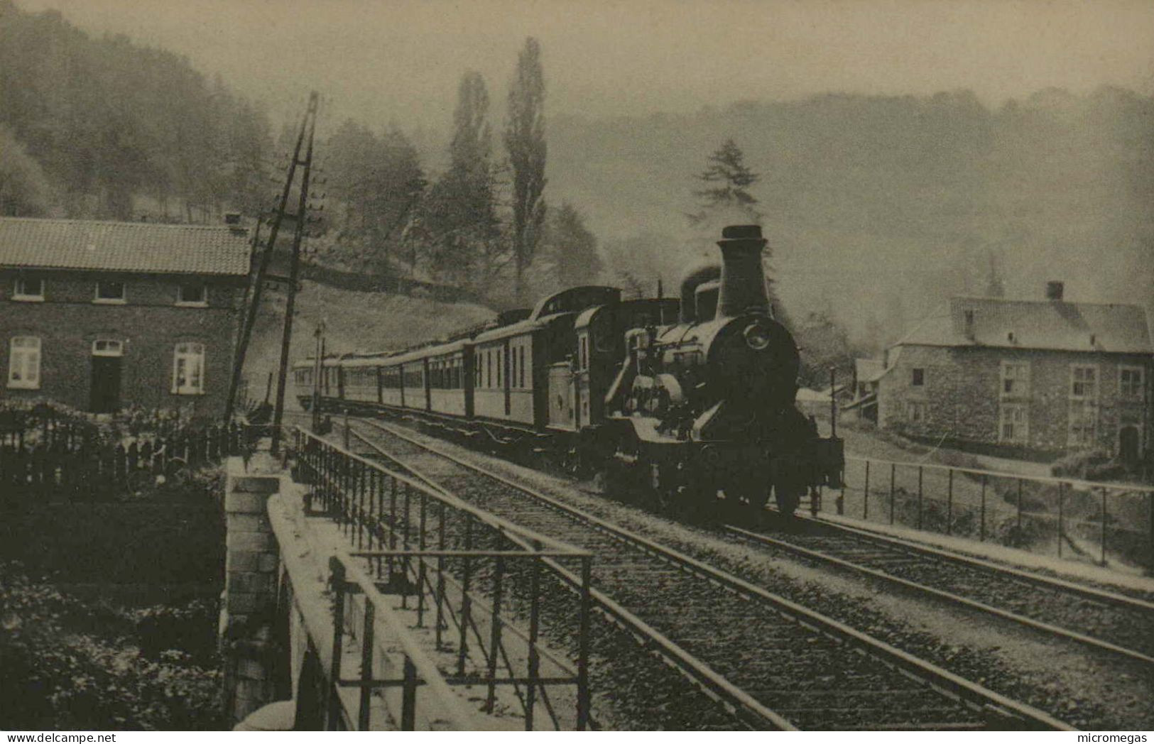 Le Rapide Ostende-Bâle, Dans Les Ardennes Belges, Vers 1900 - Machine 1 B 1, à Foyer Belpaire - Treinen