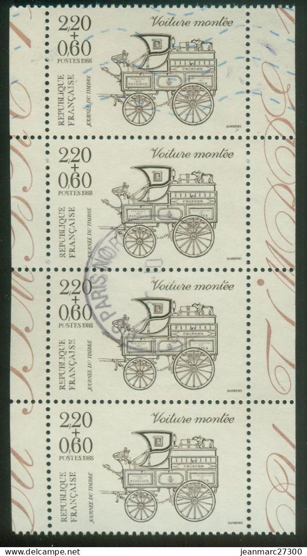 YT N° 2526 Bande De Quatre Oblitérée 1988 - Used Stamps