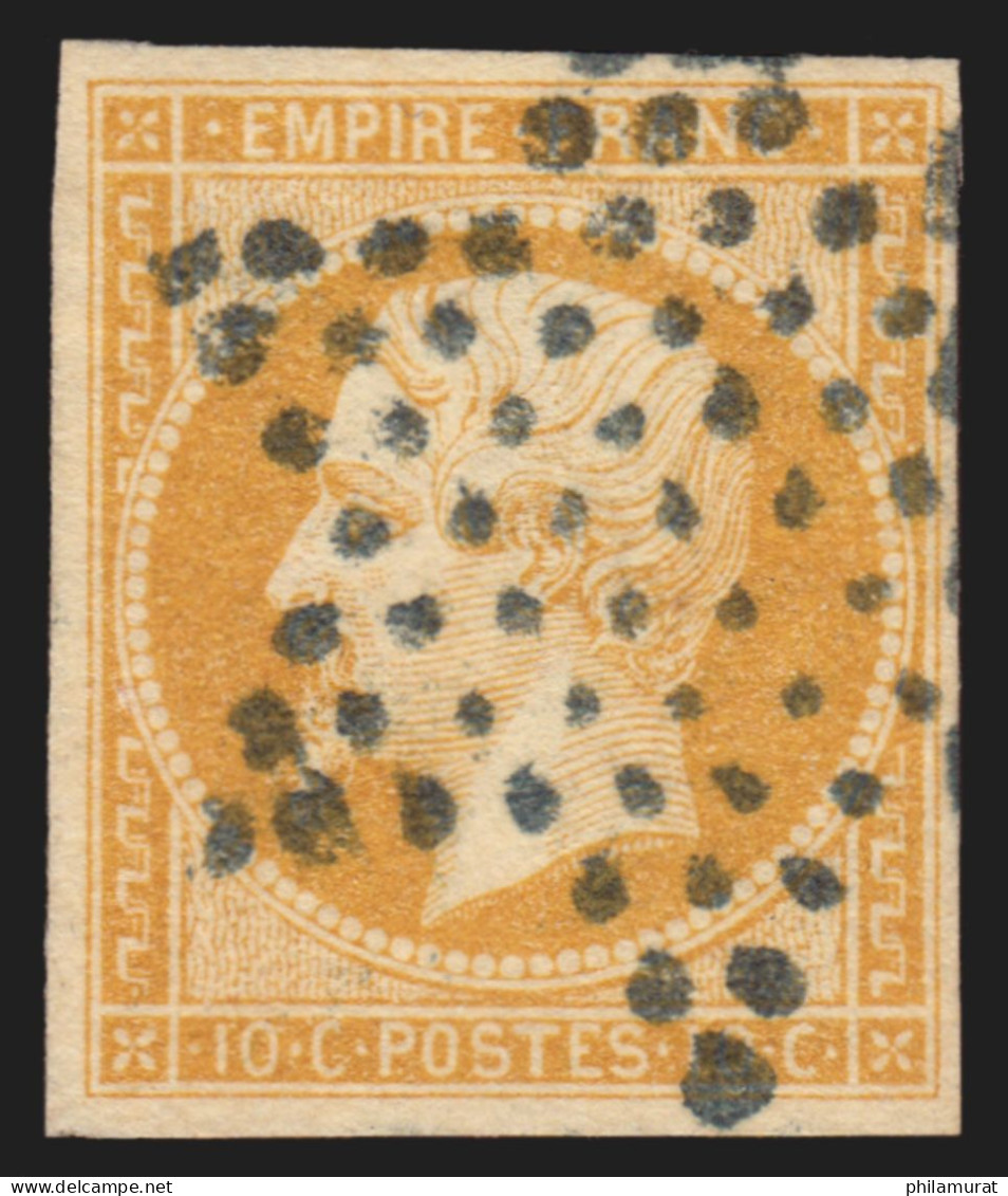 N°13A, Napoléon 10c Bistre, Type I, Oblitéré étoile De Paris Bleue - TB - 1853-1860 Napoléon III