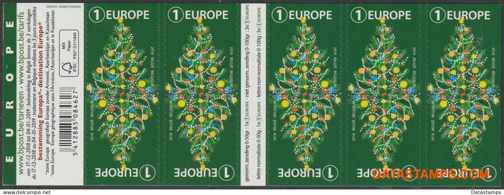 België 2018 - Mi:MH 4874, Yv:C 4811, OBP:B 166, Booklet - XX - Colorful Christmas - 1997-… Validité Permanente [B]