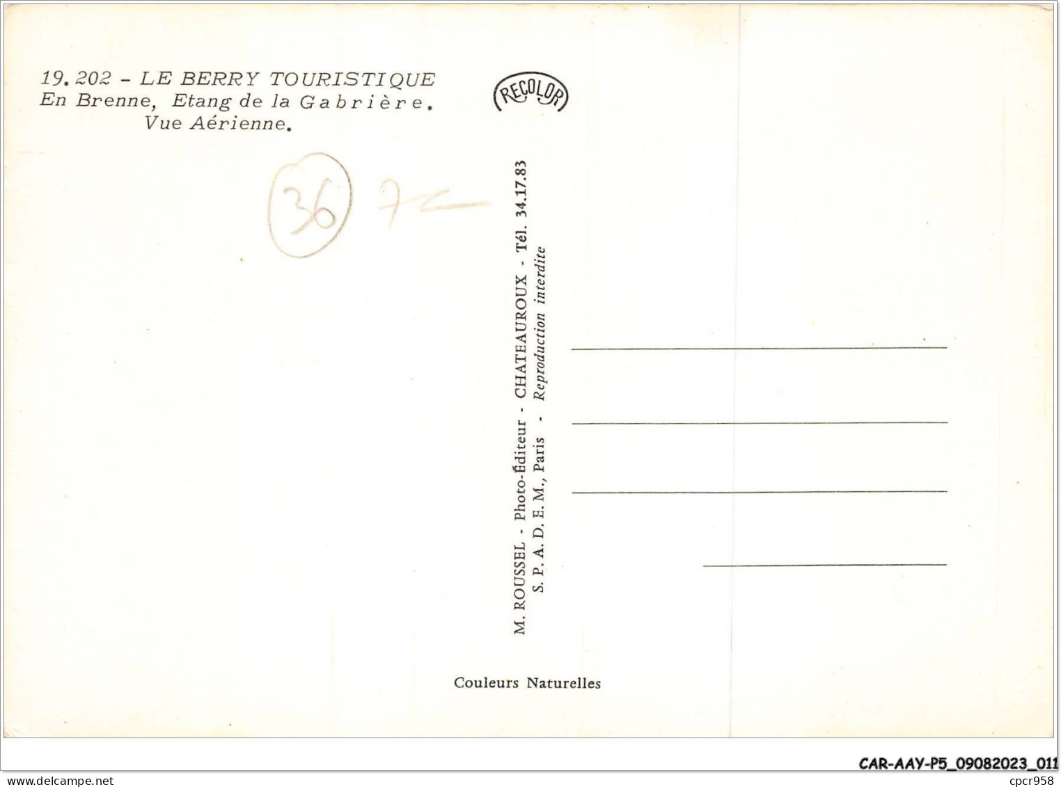 CAR-AAYP5-36-0306 - LE BERRY TOURISTIQUE - En Brenne - Etrang De La Gabriere - Vue Aerinne - Andere & Zonder Classificatie