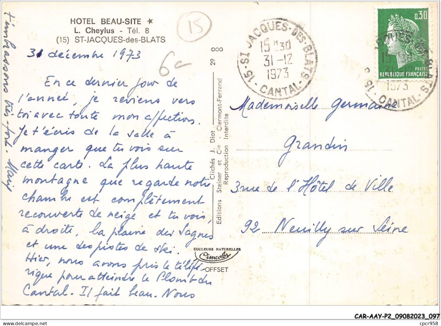 CAR-AAYP2-15-0123 - HOTEL BEAU-SITE - L-Cheylus - ST-JACQUES-DES-BLATS - Other & Unclassified