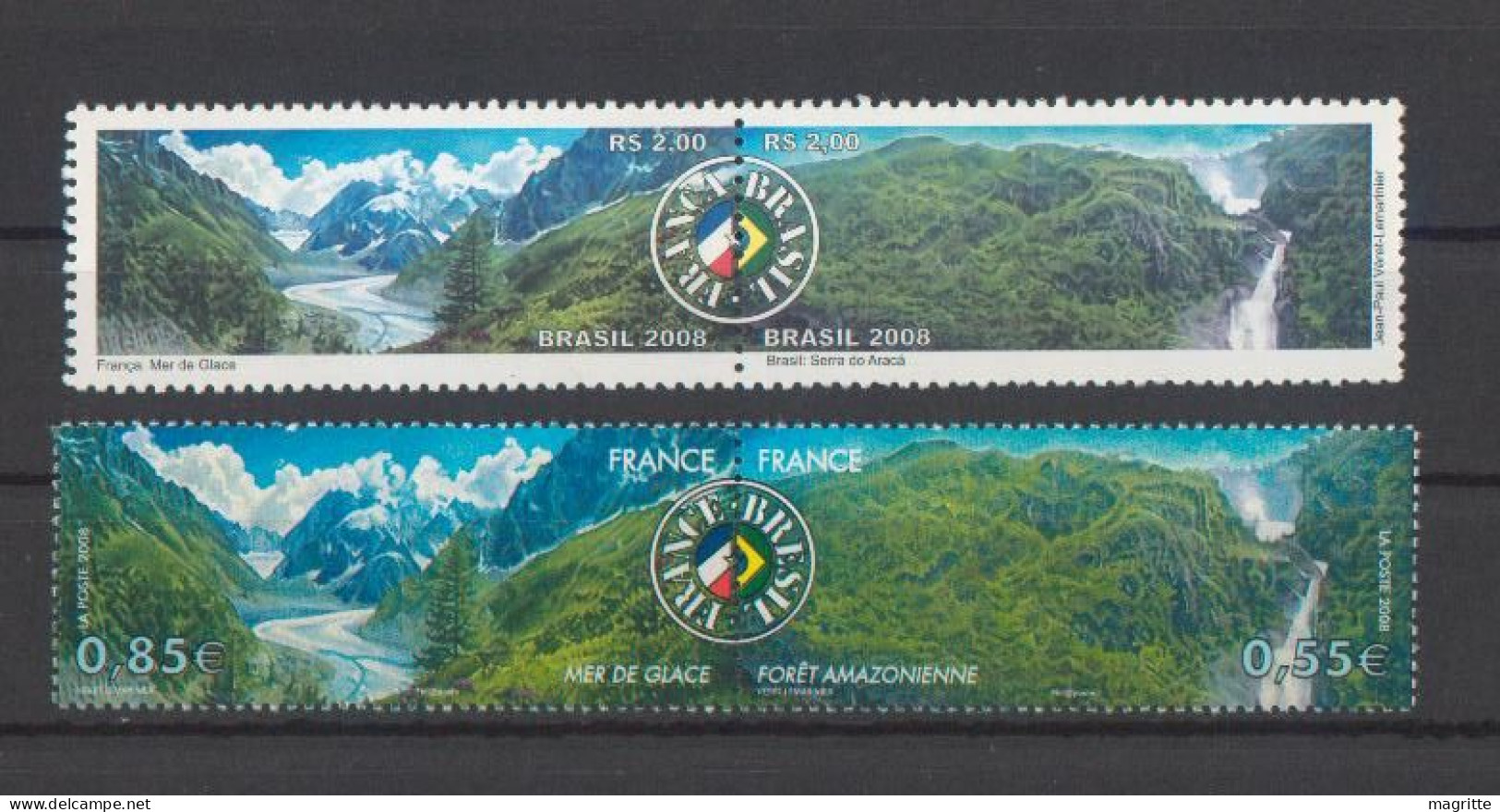 France Brésil 2008 Mer De Glace Amazonie Set Neuf  Emission Commune  France Brasil Brazil Joint Issue Mint Set - Gemeinschaftsausgaben