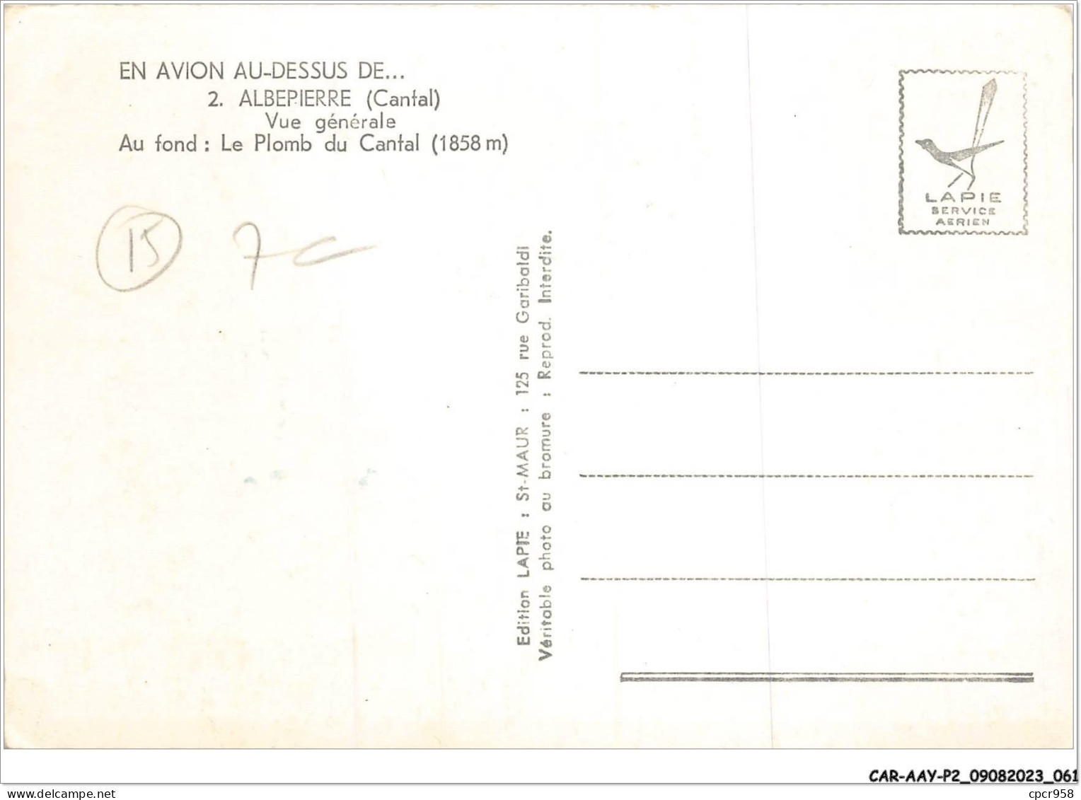 CAR-AAYP2-15-0105 - ALBEPIERRE - Vue Generale - Au Fond - Le Plomb Du Cantal - Other & Unclassified