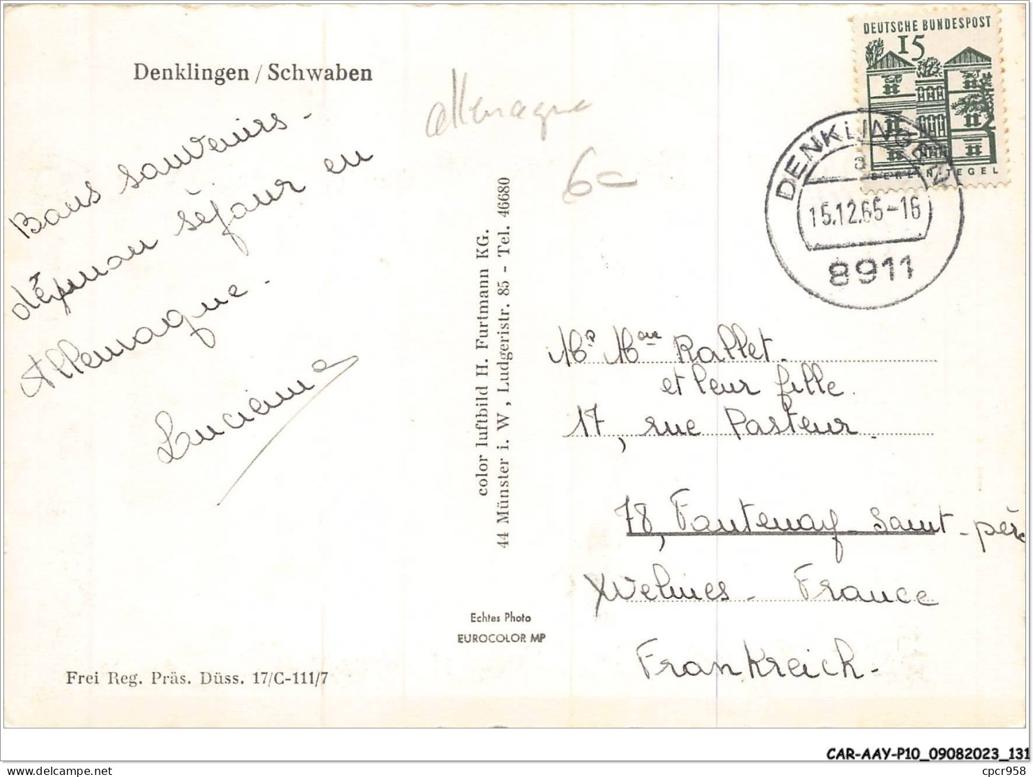 CAR-AAYP10-ALLEMAGNE-0772 - DENKLINGEN - SCHWABEN - Other & Unclassified