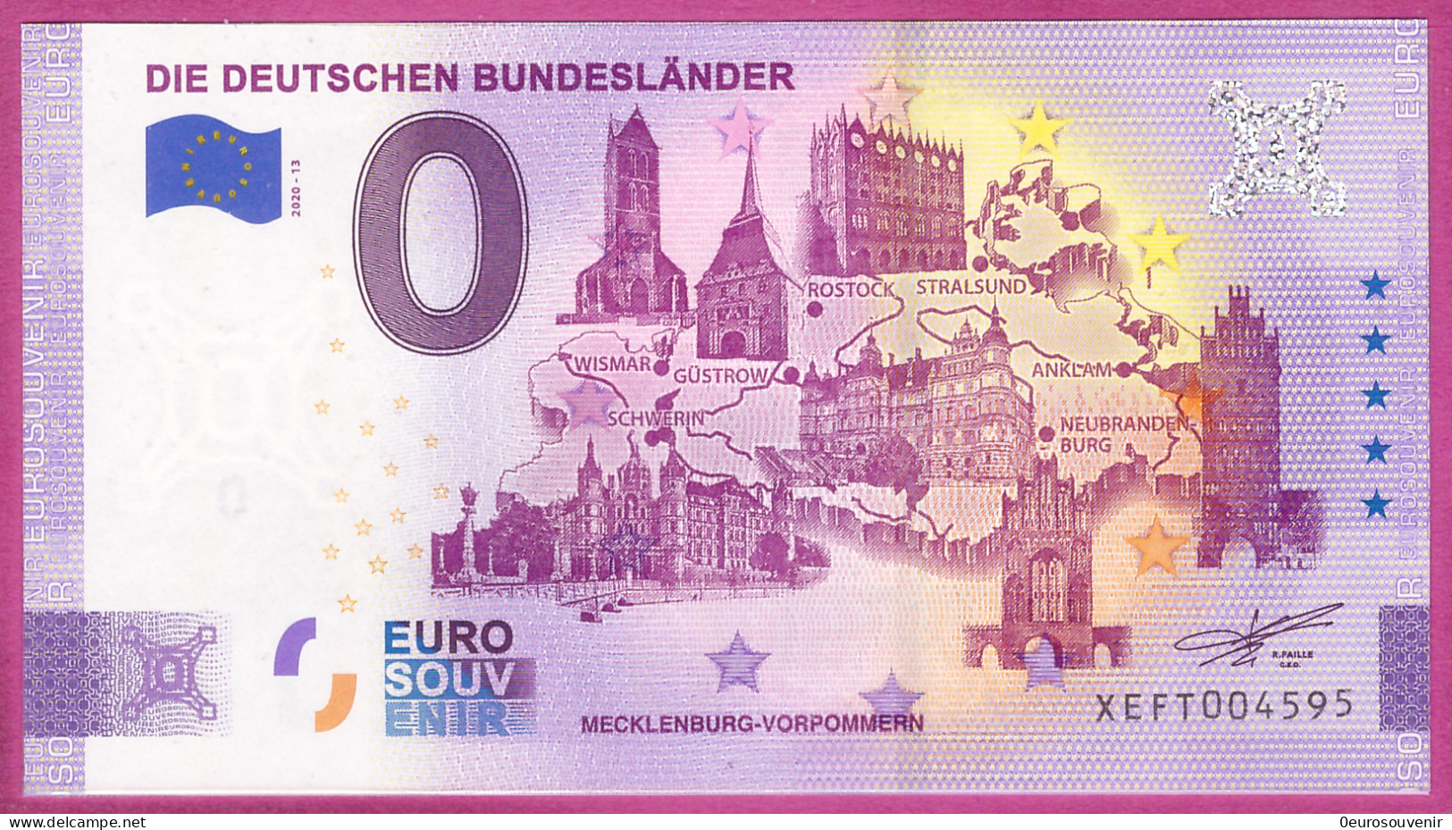 0-Euro XEFT 2020-13 DIE DEUTSCHEN BUNDESLÄNDER - MECKLENBURG-VORPOMMERN - Essais Privés / Non-officiels