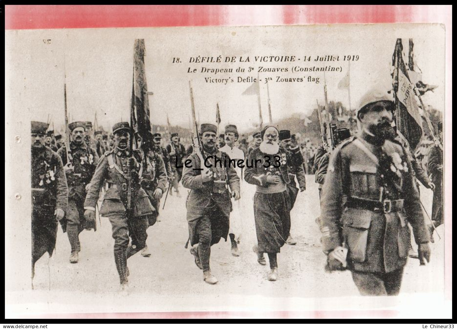 PARIS-- Défilé De La Victoire - 14 Juillet 1919 - Le Drapeau Du 3° Zouaves ( Constantine ) - Patriottisch