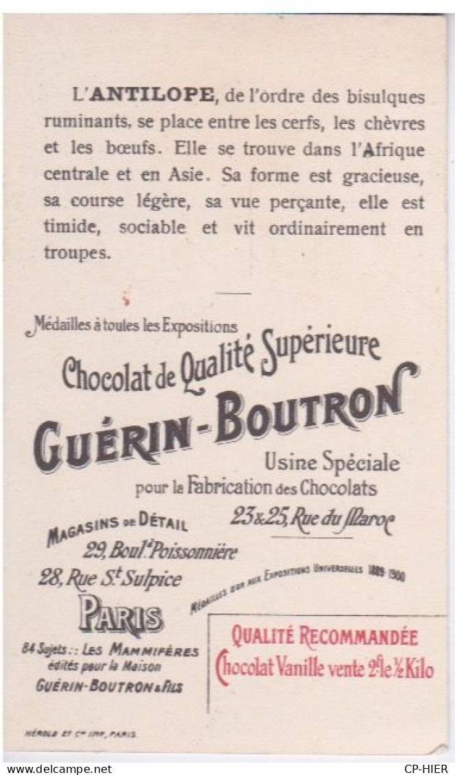 CHROMOS - CHROMO - CHOCOLAT GUERIN BOUTRON - LES MAMMIFERES - L' ORNITHORYNQUE - Guérin-Boutron